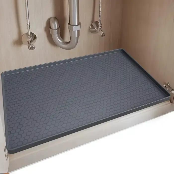 Tapis sous évier, tapis d'évier de salle de bain en Silicone 34 "× 22", plateau d'égouttement de dou