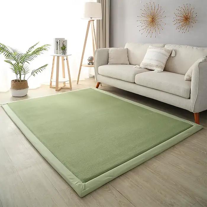 Tapis épais gris pour salon, chambre d'enfant, tapis de chevet, décoration, non ald, polymère de sol