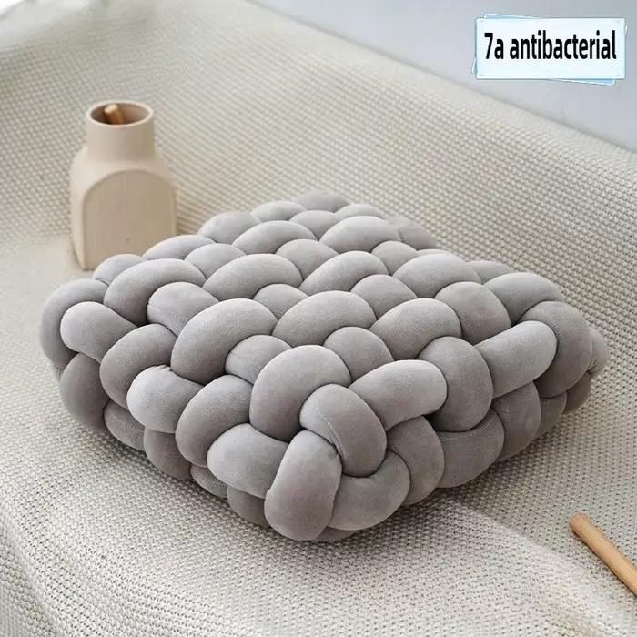 Coussin carré fait à la main avec nœud, oreiller en peluche esthétique nordique 2025 pour chaise de 