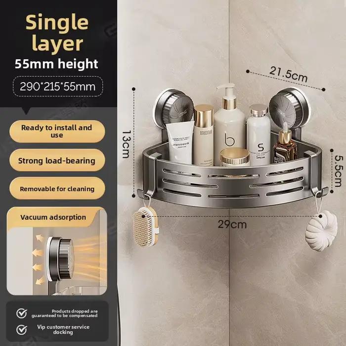 Support de rangement pour panier triangulaire à ventouse de salle de bain, coin de lavabo de salle d
