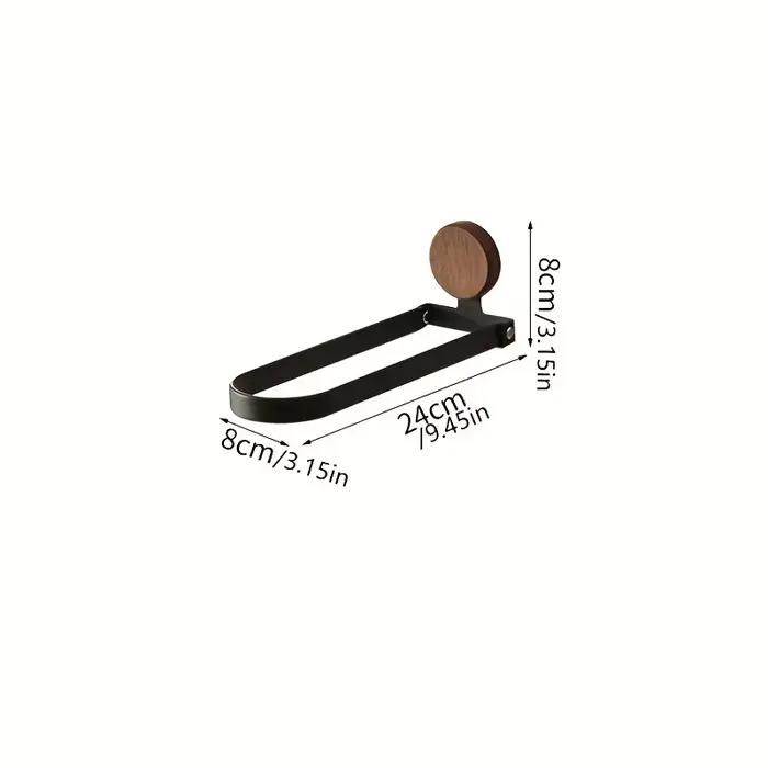 Porte-serviettes de salle de bain en bois massif, barre pliable sans perçage pour support mural de d