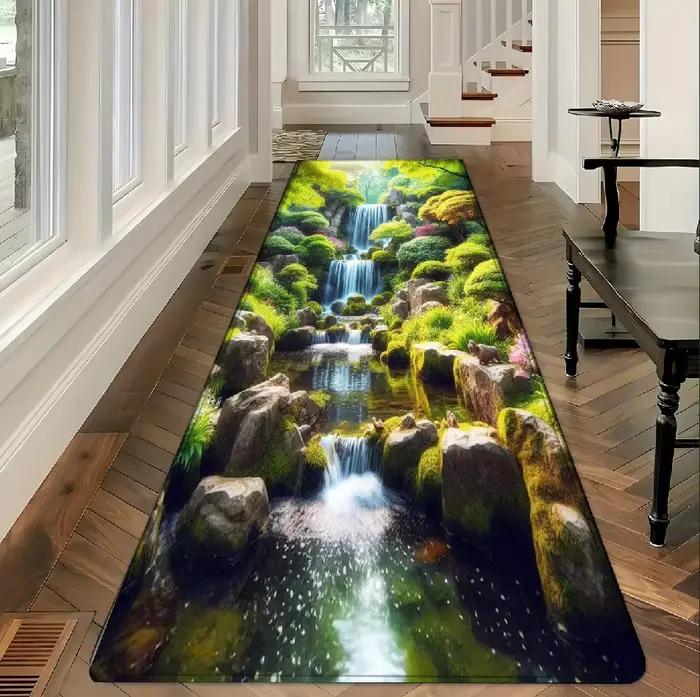 Tapis de sol antidérapant 3D japonais à motif cascade, 1 pièce, pour couloir, entrée, cuisine, salle