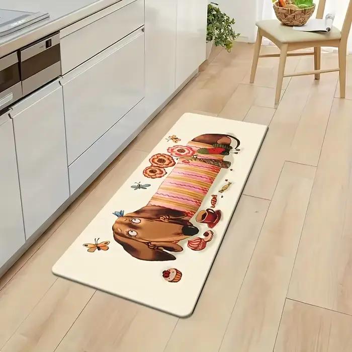 Tapis de lit pour chien de race dackel, mignon, avec bordure, tapis de chambre à coucher, adapté à l