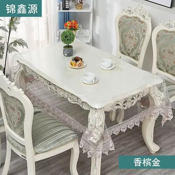 Tapis de Table Transparent en PVC, Style nordique, décoration minimaliste en dentelle, imperméable, 