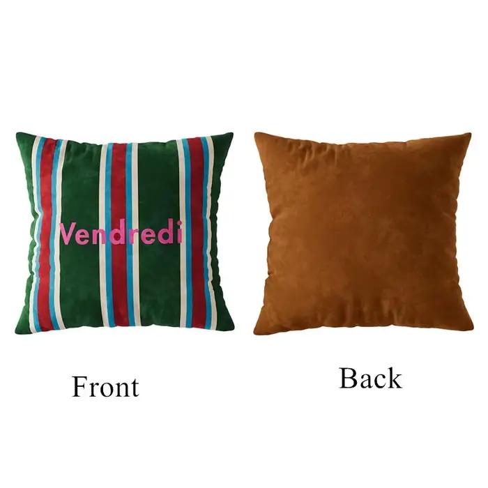 Housse de coussin Vintage français, taie d'oreiller carrée en velours, coque légère de luxe, lombair