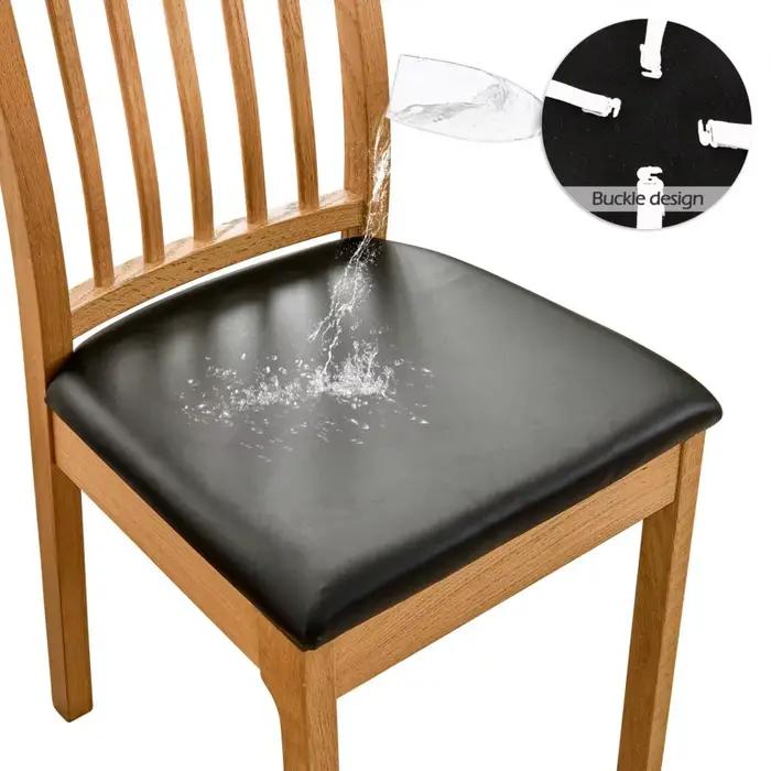 Housse de coussin de chaise imperméable en PU, pour cuisine, salle à manger, housse de siège en cuir