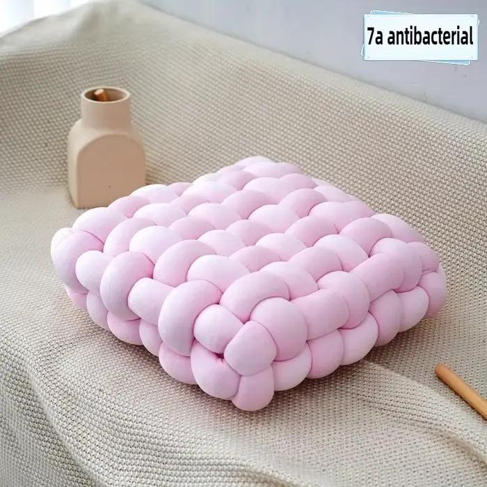Coussin carré en peluche avec nœud fait à la main, esthétique nordique, doux pour la peau, pour chai
