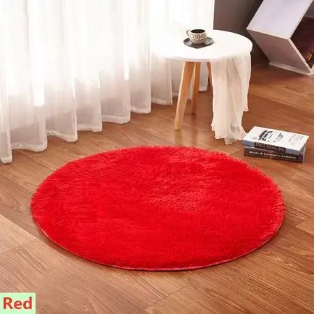 Tapis rond moelleux lea pour salon, tapis en fausse fourrure, tapis longs en peluche pour chambre à 