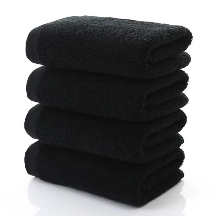 Noir grande serviette de bain coton épais douche visage serviettes maison salle de bain hôtel adulte