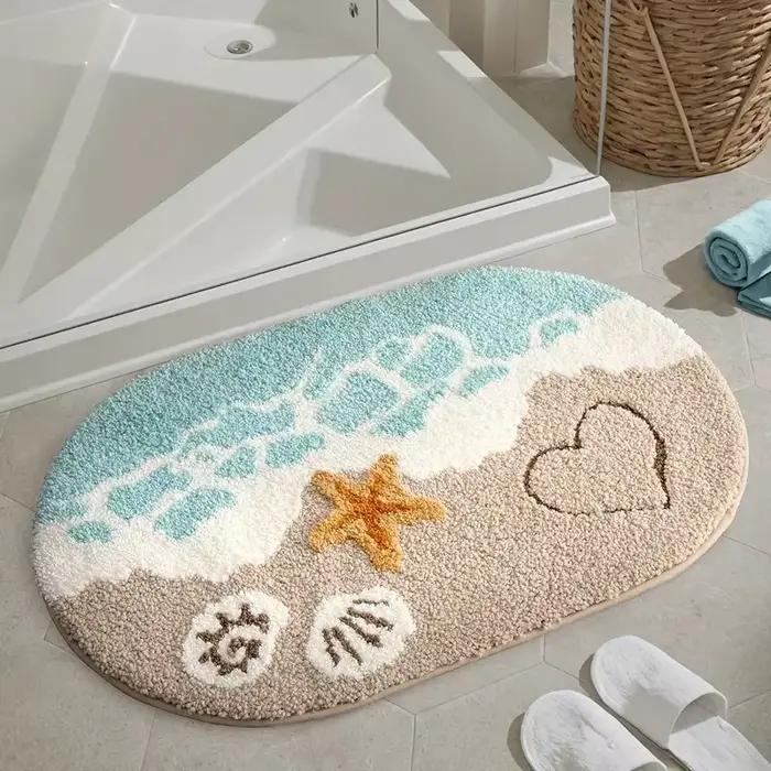 Tapis de sol d'été confortable imitation cachemire salle de bain baignoire tapis de sol absorbant ch