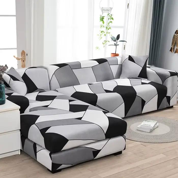 housse canape dangle pour Salon Imprimé Extensible housse canapé forme de L Élastique housses de can