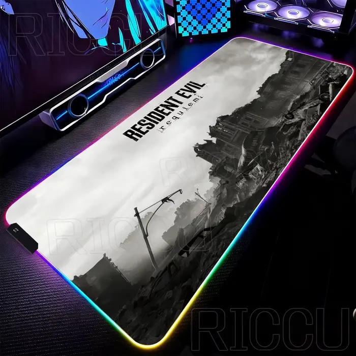 Tapis de souris RGB XXL HD grand format pour jeux vidéo, antidérapant, en caoutchouc, durable, avec 