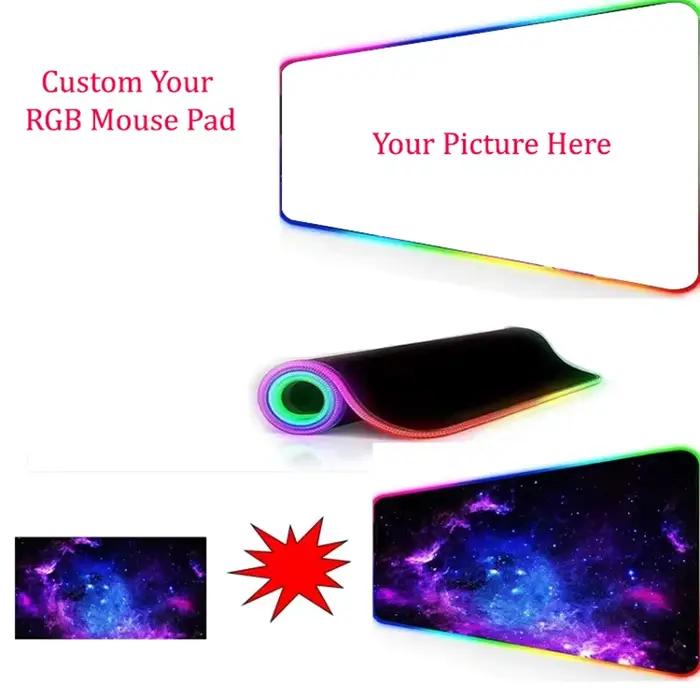 Tapis de souris de jeu RGB personnalisé XXL, 12 Modes LED, grand clavier d'ordinateur en caoutchouc 