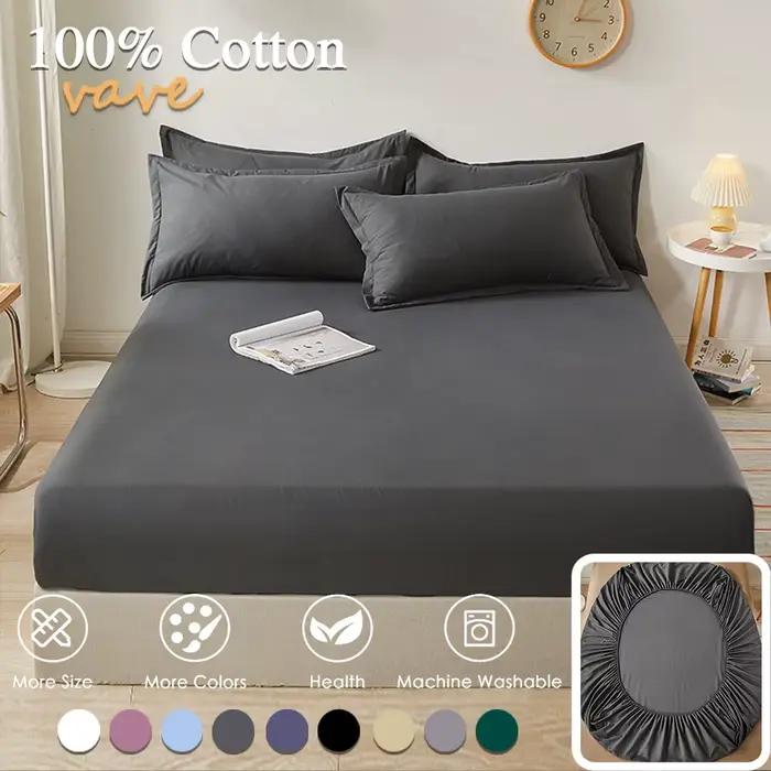 Drap-housse 100% coton avec bande élastique, housse de matelas réglable antidérapante de couleur uni