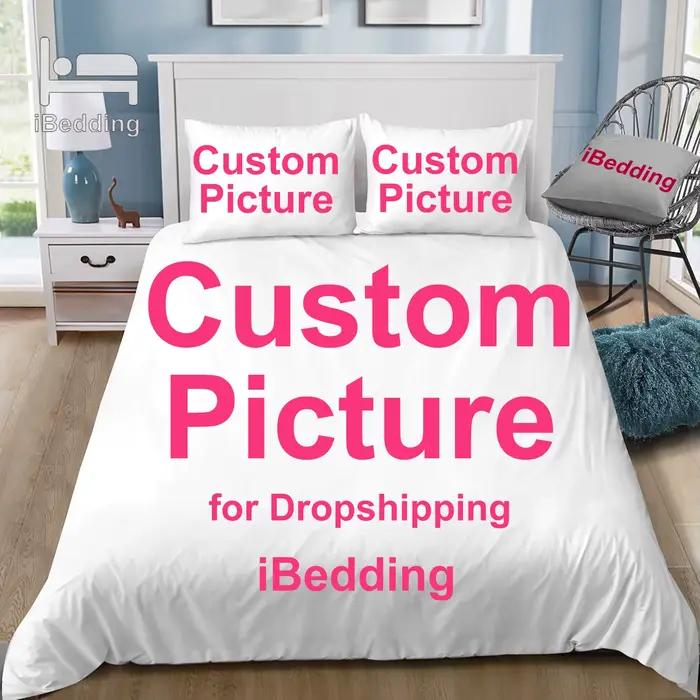 Nouveau parure de lit personnalisée, housse de couette imprimée en 3D, avec taie d'oreiller, double,