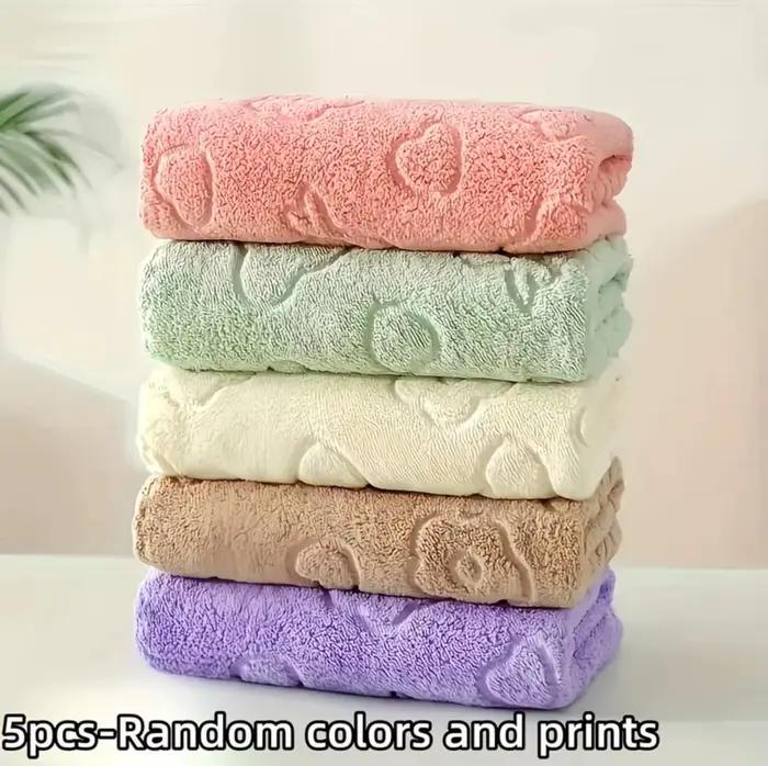 Ensemble de 5 serviettes de bain en microfibre corail douces, absorbantes et à séchage rapide, avec 