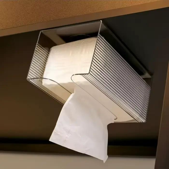 Porte-serviettes en acrylique pour salle de bain, à fixer au mur, transparent, distributeur de papie