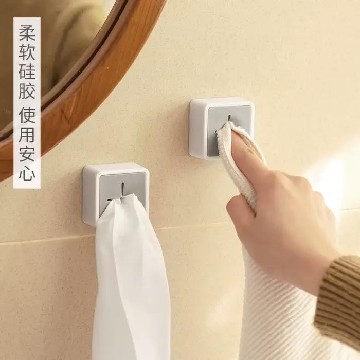 Porte-serviettes sans poinçon pour salle de bain, 2 pièces, porte-serviettes adhésif, crochet univer