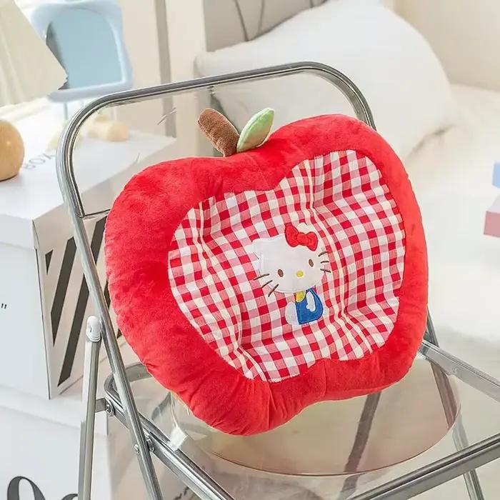 Coussin en peluche en forme de pomme Hello Kitty, mignon, coussin de siège de chaise de dessin animé