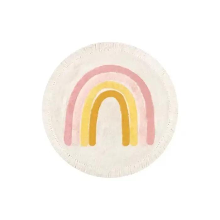 Tapis Rond en Polymère Lavable en Machine pour Chambre d'Enfant, Décoration de Maison, Mignon, Dessi