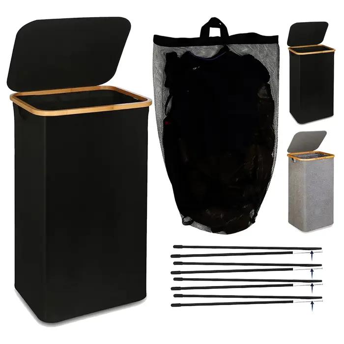 Panier à linge sale avec couvercle et sac intérieur, panier à linge de 100 litres, panier à linge pl