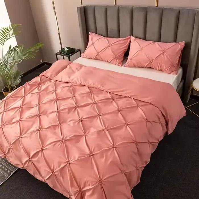 Parure de lit plissée 3D Crafts 240x220, unie, pour lit simple, double, king, queen, douce et durabl
