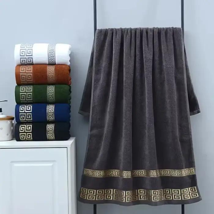 2 pièces ensemble noir salle de bain serviette ensembles 100% coton brodé salle de bain serviette ca