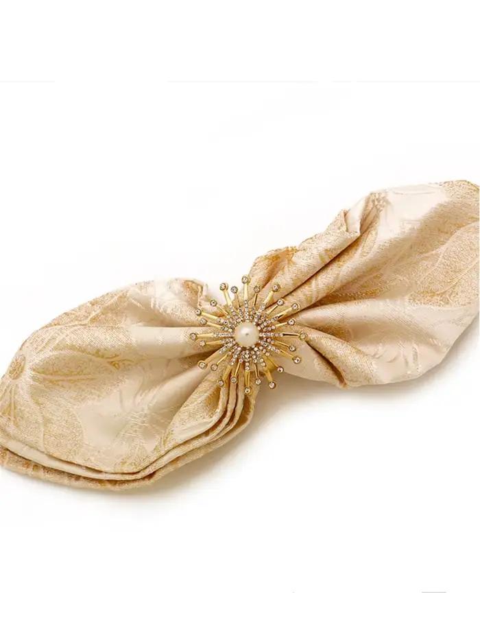 Lot de 100 porte-serviettes en métal en forme de fleur pour mariages, réceptions, banquets et dîners