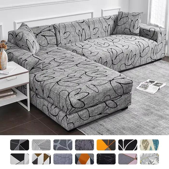 housse canape dangle pour Salon Imprimé Extensible housse canapé forme de L Élastique housses de can