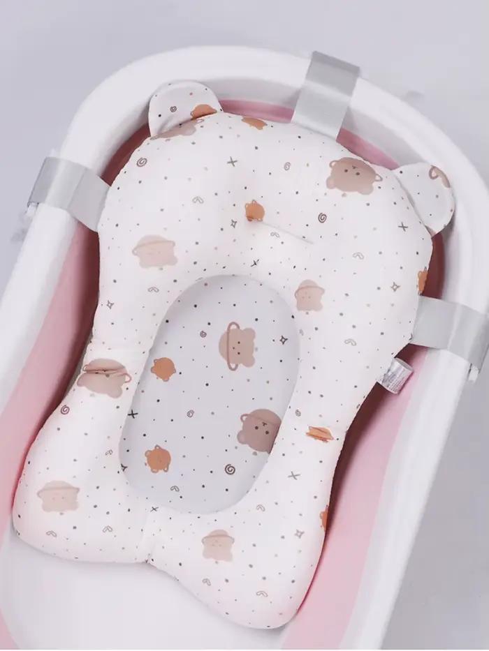 Tapis de bain antidérapant pour bébé, coussin de soutien pliable pour baignoire nouveau-né, oreiller de confort pour le corps, motif dessin animé