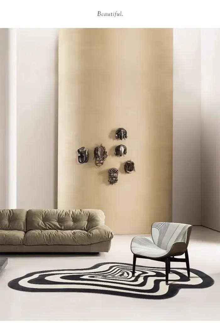 VIKAMA – tapis ligne noir et blanc pour salon