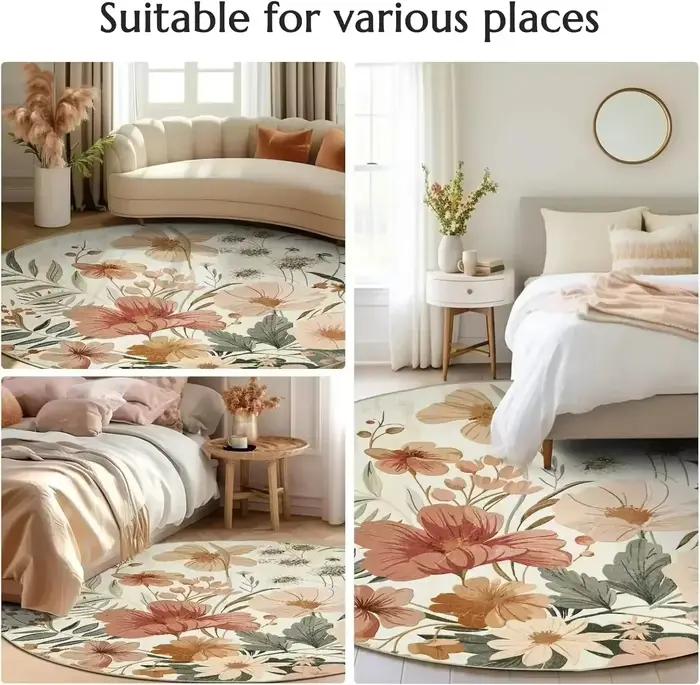 Tapis rond bohème antidérapant