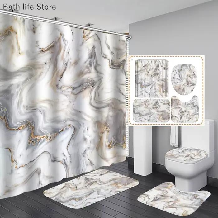 Ensembles de rideaux de douche en marbre