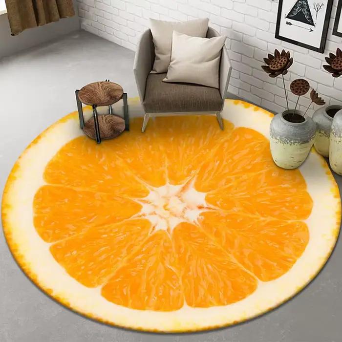 Tapis rond fruits orange citron