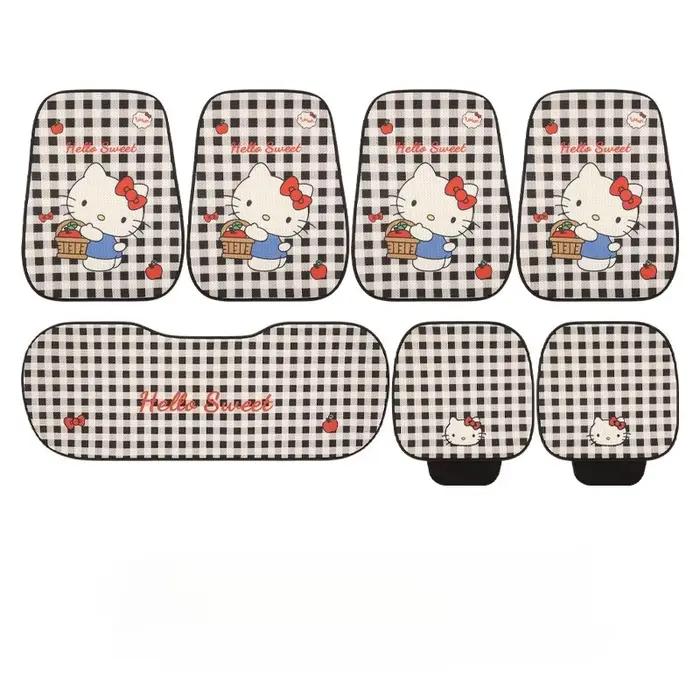 Coussin de siège universel Hello Kitty pour toutes les saisons, pour femmes, motif chaton de dessin animé, coussin de confort pour voiture, accessoires de siège auto