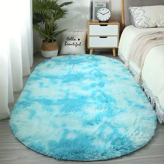 Tapis ovale moelleux de luxe adapté à la chambre à coucher