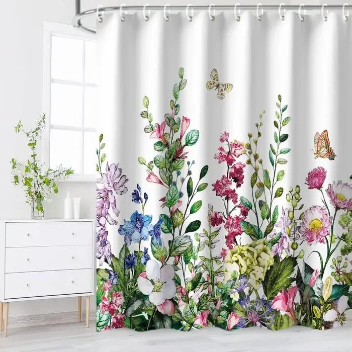 Rideaux de douche floraux pour salle de bain