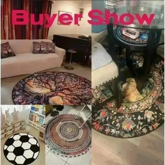 Tapis rond imprimé source thermale eau claire