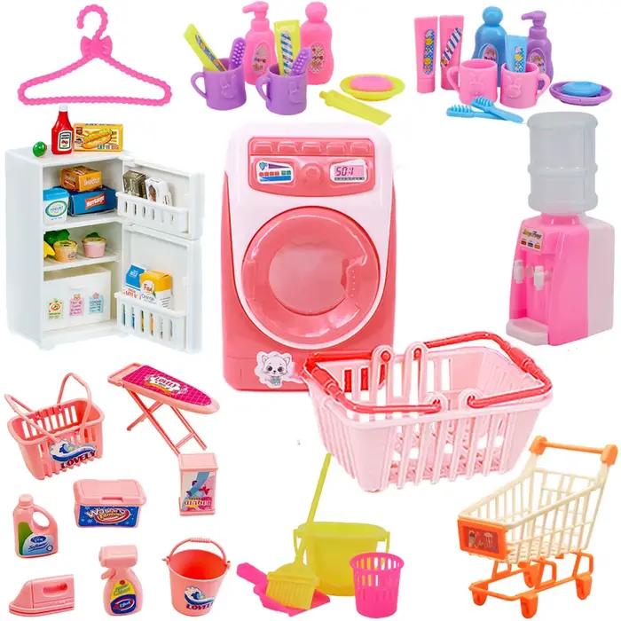 Ensemble de robe de réfrigérateur pour machine à laver, mini meubles, distributeur d'eau, accessoires de maison de courses, jouets pour filles, beurre de 30cm, BJD 1/6, 1:12