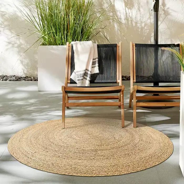 Petit tapis tissé à la main en jonc naturel