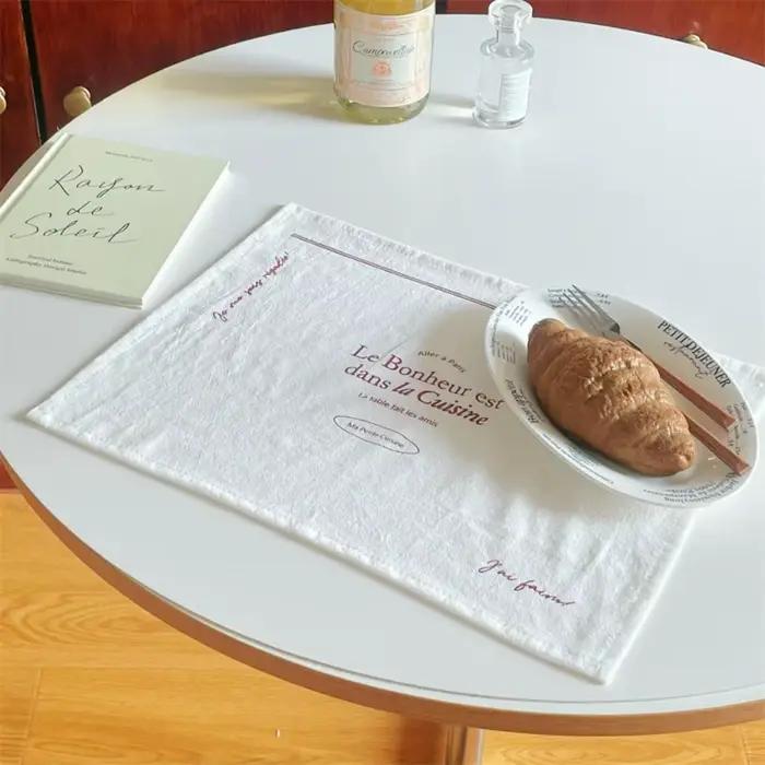 Napperons imprimés doux rétro en coton, tissu de fond de photo carré, tapis de nourriture occidentale française, décor de Table