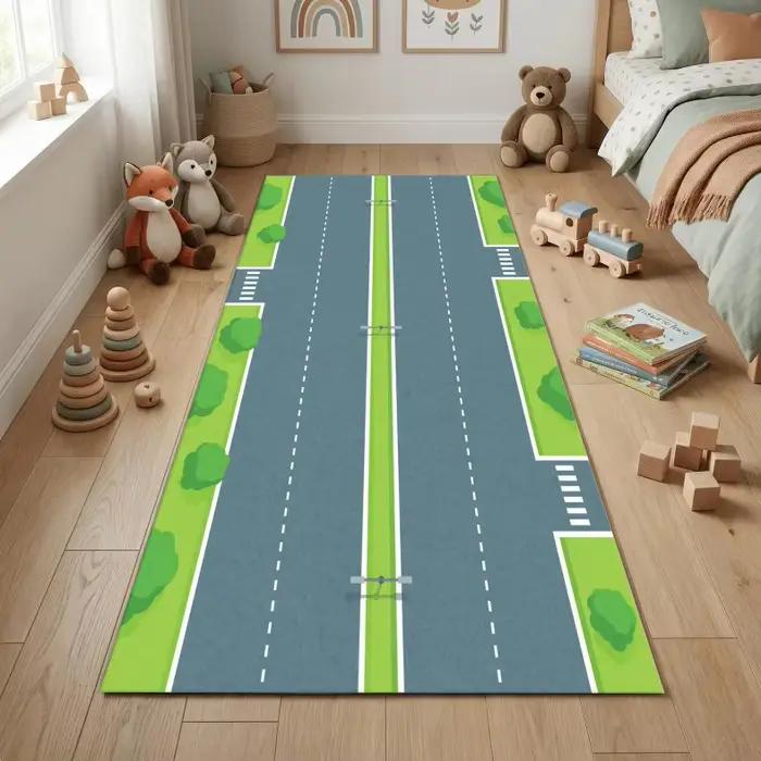 Tapis moderne Road Runner pour chambre d'enfant ou décoration de salle de jeux