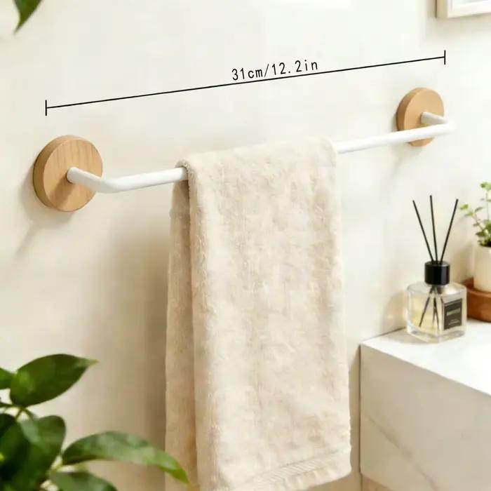 Porte-serviettes mural en bois et métal pour salle de bain