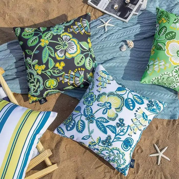 Lot de 2 housses de coussin imperméables pour extérieur