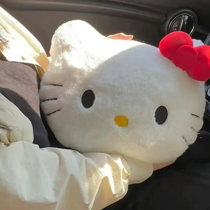 Nouveau coussin en peluche Hello Kitty, motif dessin animé mignon, pour canapé, chevet, voiture, sieste, cadeaux d'anniversaire pour fille