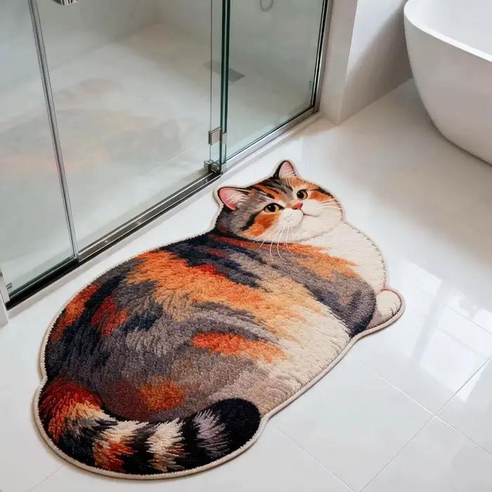 Tapis de bain en diatomite en forme de chat 3D