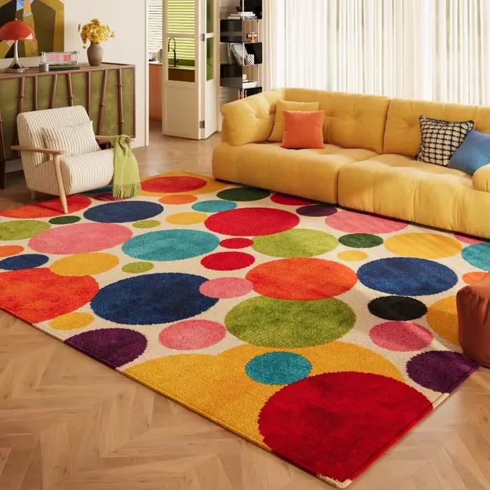 Tapis doux de décoration de salon couleur Dopamine