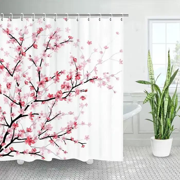 Rideaux de douche floraux pour salle de bain