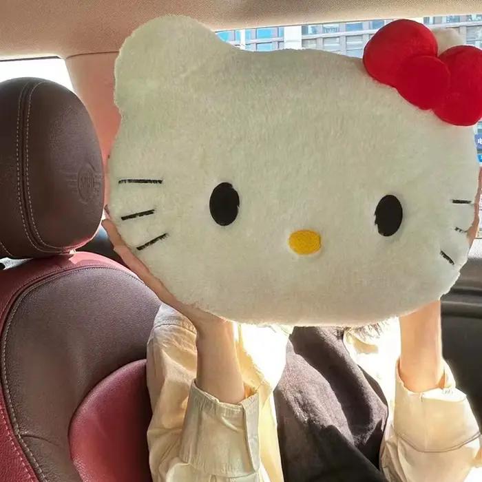 Nouveau coussin en peluche Hello Kitty, motif dessin animé mignon, pour canapé, chevet, voiture, sieste, cadeaux d'anniversaire pour fille