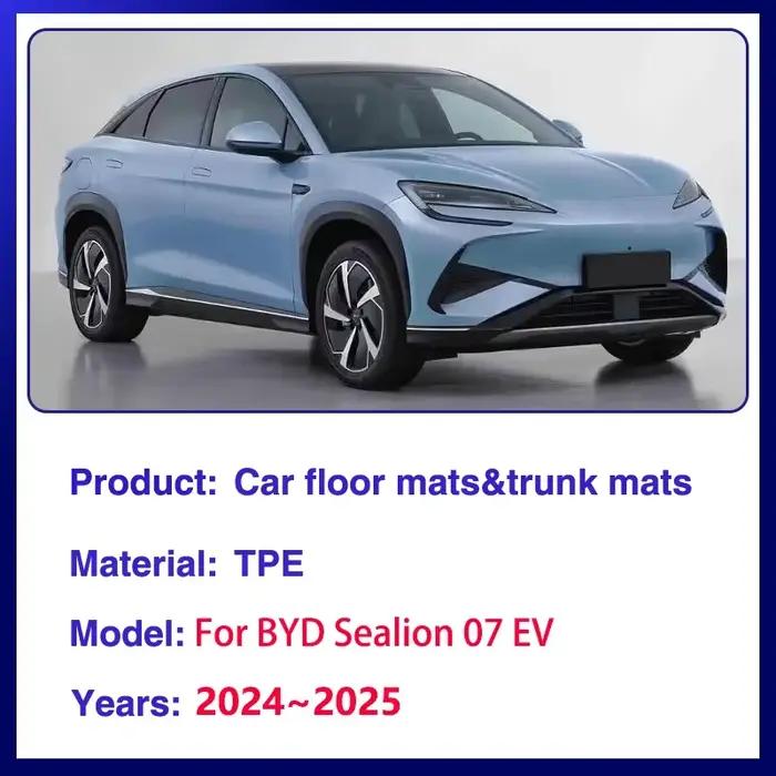 Tapis de sol de voiture pour BYD Sealion 07 EV 7 2024 2025 2026 3D TPE, imperméable, en cuir, boue, coussinet de pied, complet, accessoires